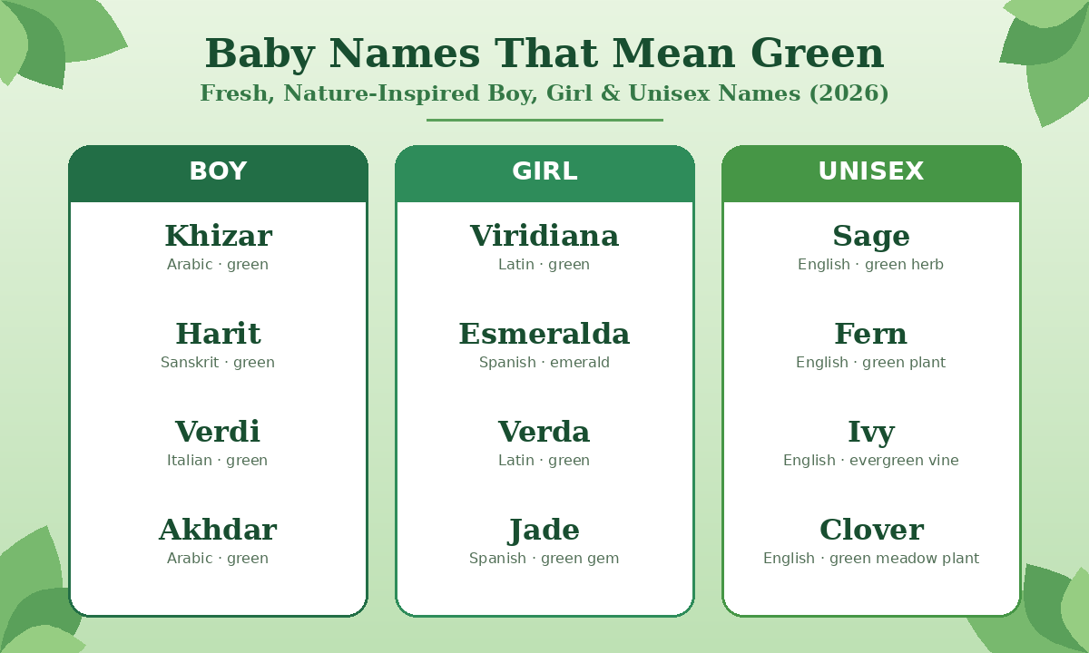 Baby Names That Mean Green